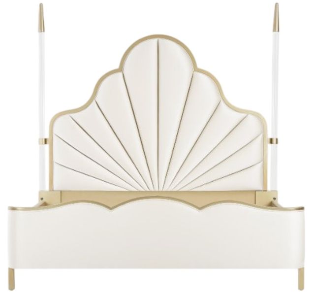 Michael Amini® Malibu Crest Chardonnay/Porcelain California King Upholstered Poster Bed-3