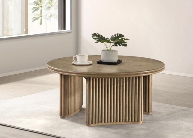 Coaster® Adina Distressed Light Brown Round Coffee Table-1