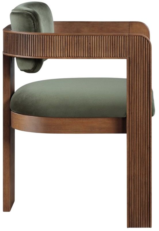 Meridian Furniture Sacha Green/Walnut Velvet Dining Chair-3