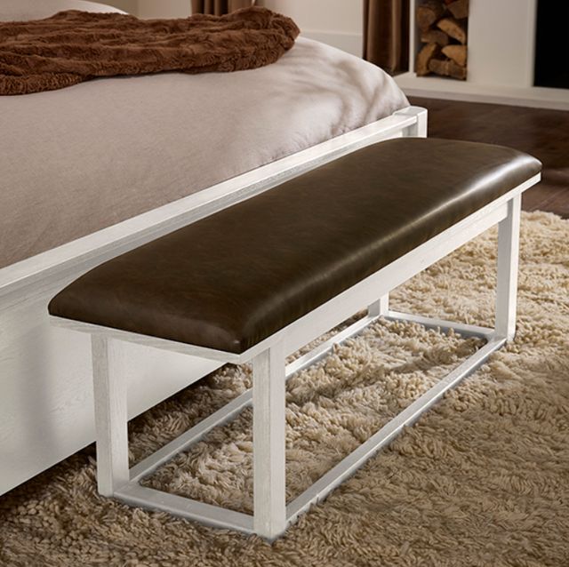 Vaughan-Bassett Lodge & Loft Sedona Brown/Soft White Oak Upholstered Bench-1