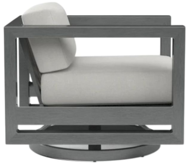 Sunset West Redondo Slate Aluminum Outdoor Swivel Club Chair with Cast Silver Cushion-1