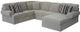 Dynasty Furniture 3-Piece Light Gray Right-Arm Facing Sectional and Chaise-0