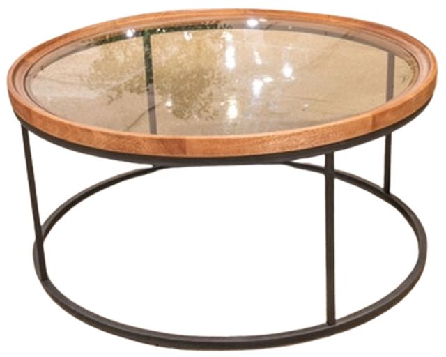 Signature Design by Ashley® Noraluna Glass Top Round Cocktail Table with Matte Black Base-0