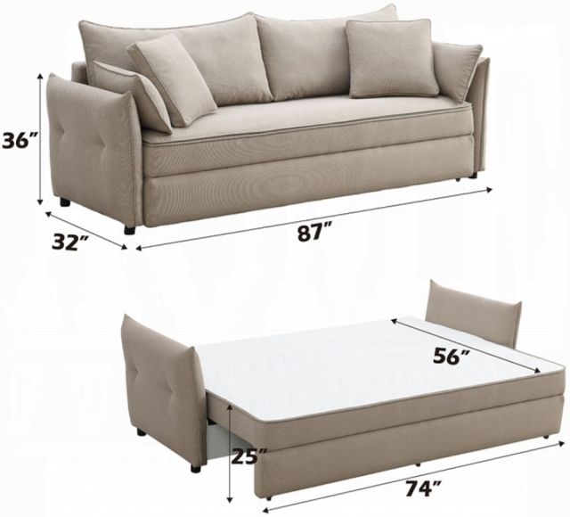 ACME Furniture Irina Beige Sleeper Sofa-2