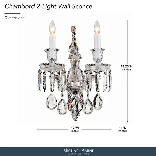 Michael Amini® Chambord Clear 2-Light Wall Sconce-2