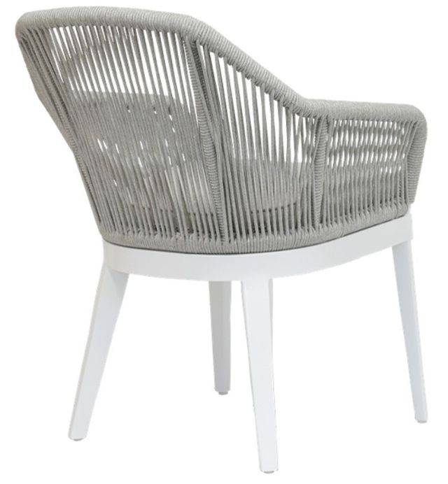 Sunset West Miami Silver Gray Aluminum/Olefin Rope Outdoor Dining Arm Chair with Echo Ash Cushion-2