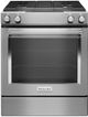 KitchenAid® 30" Stainless Steel Downdraft Slide In Dual Fuel Range-0