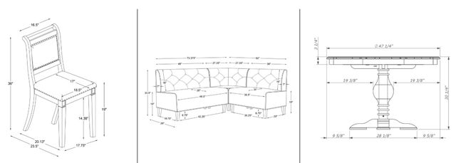Powell® Auden Banks Emerson 4-Piece Light Gray/Natural/Rustic Honey Dining Table Set-2