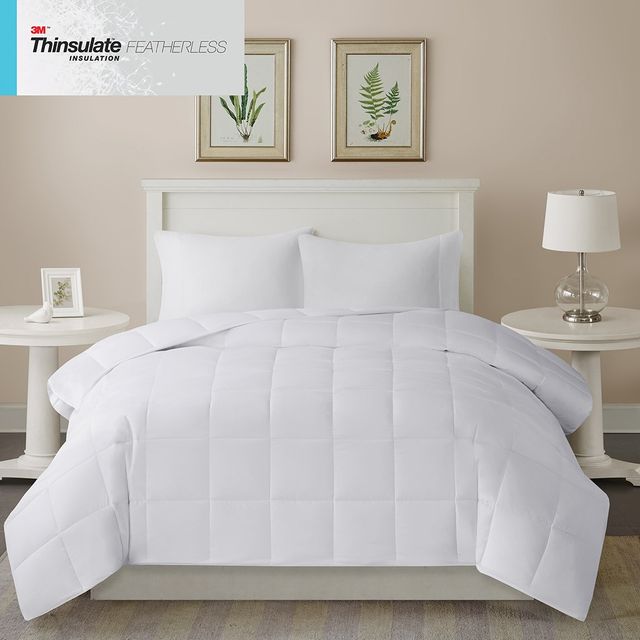 Olliix by Sleep Philosophy White King Warmer 300 Thread Count Cotton Sateen White Down Alternative 3M Thinsulate Comforter-0