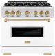 ZLINE Classic Series Autograph Edition 36" Stainless Steel Pro Style Gas Range with White Matte Door and Polished Gold Accents-0