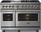 Viking® 5 Series 48" Stainless Steel Pro Style Dual Fuel (NG) Range with Brushed Brass Trim-2