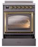 Ilve® Nostalgie II Noblesse 30'' Graphite Matte Pro Style Induction Range with Brass Trim-3