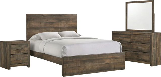 Elements International Bailey 4-Piece Warm Walnut Youth King Panel Bedroom Set-0