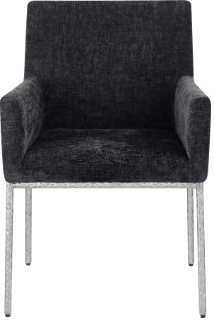 Meridian Furniture Reeves Black/Brushed Silver Chenille Upholstered Dining Chair-1