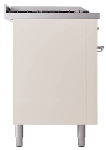 Ilve® Nostalgie II Noblesse 60'' Antique White Pro Style Dual Fuel Range with Chrome Trim-2
