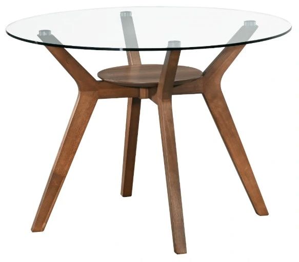 New Classic® Home Furnishings Oscar Glass Top Dining Table with Walnut Base-0