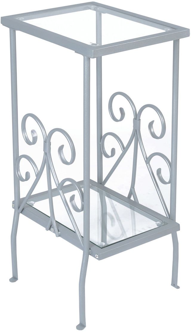 Monarch Specialties Inc. Silver Metal 30" Accent Table with Tempered Glass Top -0
