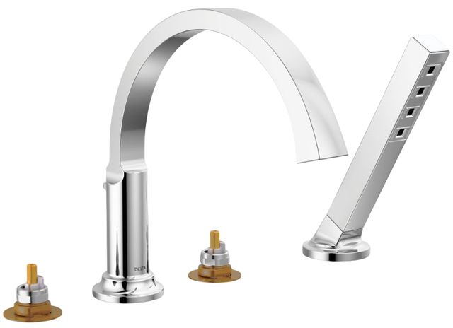 Delta Tetra® Lumicoat® Chrome Roman Tub Trim with Hand Shower-0