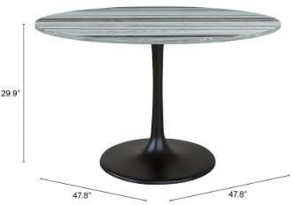 Zuo® Modern Central City Gray Dining Table with Black Steel Base-3