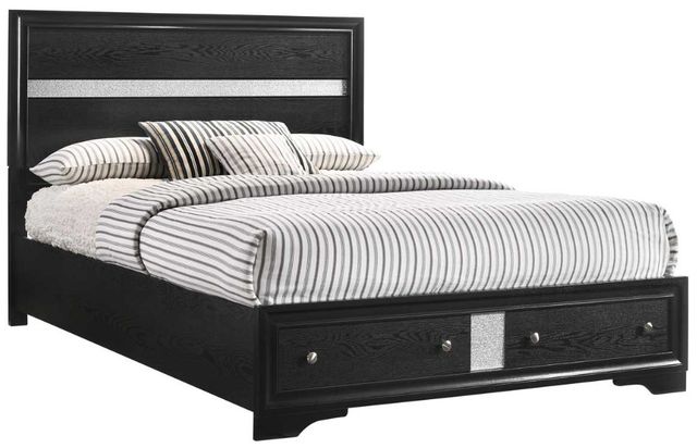 Crown Mark Regata Black/Silver King Storage Platform Bed-0