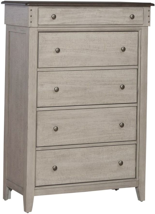 Liberty Furniture Ivy Hollow 4-Piece Dusty Taupe/Weathered Linen King Mantle Bedroom Set with Chest-4