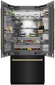 ZLINE Autograph Edition 36" 19.6 Cu. Ft. Black Stainless Steel Built-In French Door Refrigerator with Polished Gold Accents-3