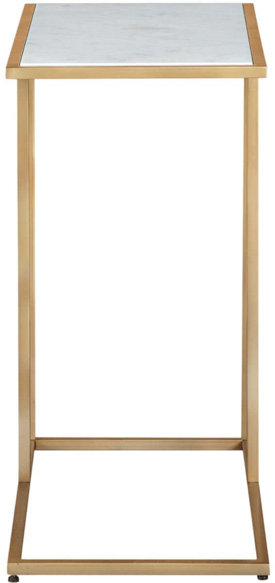 Signature Design by Ashley® Lanport White Accent Table with Champagne Stand -1