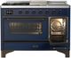 Ilve® Majestic III 48" Midnight Blue Pro Style Dual Fuel Liquid Propane Range with 5 Black Brass Burners and Burnished Trim-3