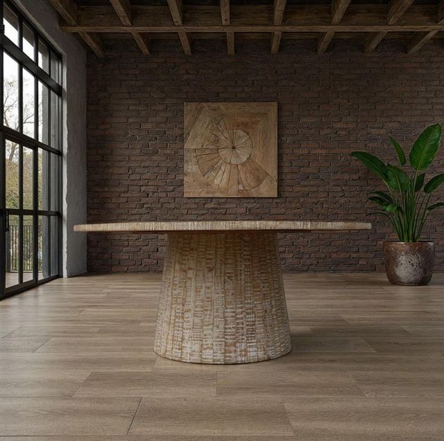 Nest Home Collections Dante Aged White 71" Round Dining Table-1