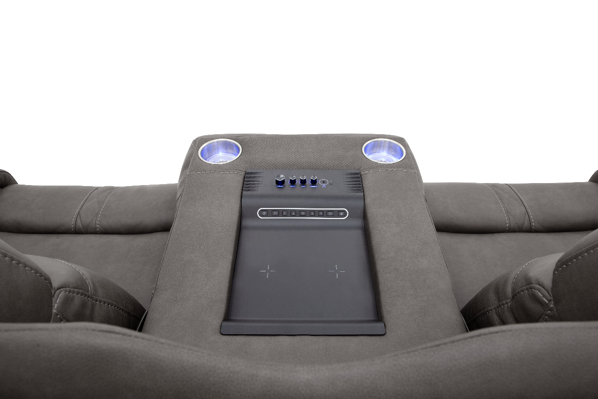 Moto Motion Kempton Smoke Media Power Reclining Sofa | Miskelly