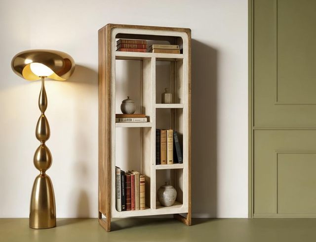 International Furniture Direct Evoke Brown/Ivory Bookcase-1