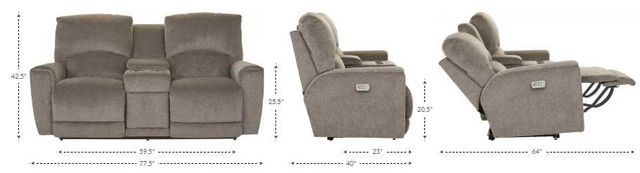 La-Z-Boy® Cassian Walnut Leather Power Reclining Loveseat with Console, Headrest, and Lumbar-2