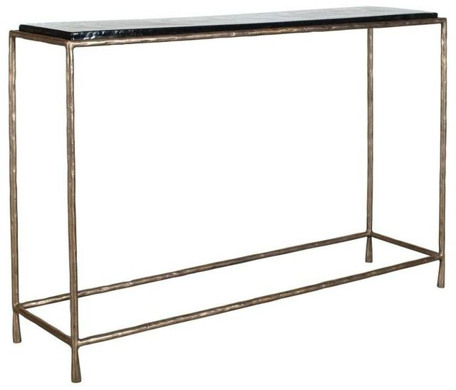 Uttermost® Ovard Glass Top Console Table with Antique Brass Frame-0