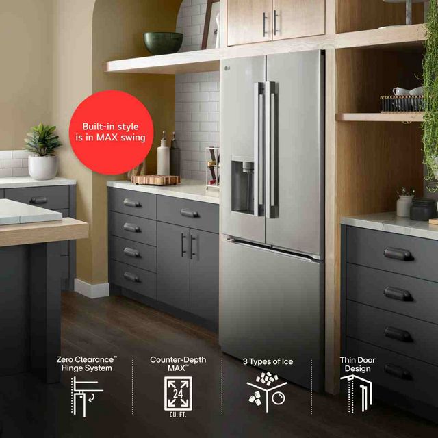 LG 36" 23.7 Cu. Ft. PrintProof™ Stainless Steel Counter Depth MAX™ with Zero Clearance™ French Door Refrigerator-12