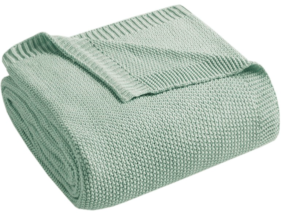 Olliix by INK+IVY Bree Knit Aqua King Blanket-0