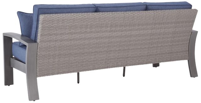 Signature Design by Ashley® Half Moon Beach Blue/Gray Fabric/Wooden Outdoor Sofa-3