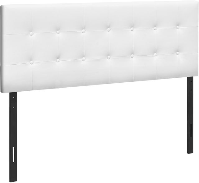 Monarch Specialties Inc. White Leather Look Queen Headboard-0