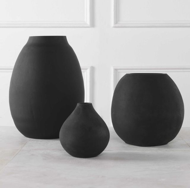 Uttermost® Hearth 3-Piece Matte Black Vase Set-2