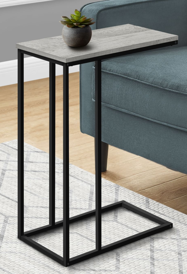 Monarch Specialties Inc. Grey 25"H Accent Table with Black Metal Base-2