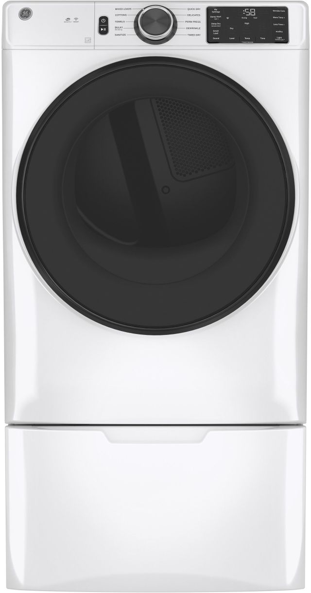 GE® 7.8 Cu. Ft. White Smart Front Load Electric Dryer-2