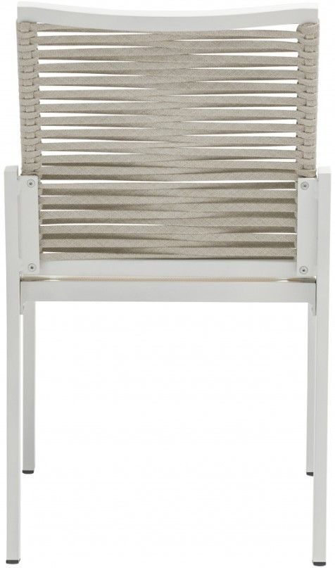 Meridian Furniture Maldives Beige/White Aluminum Outdoor Dining Side Chair-3