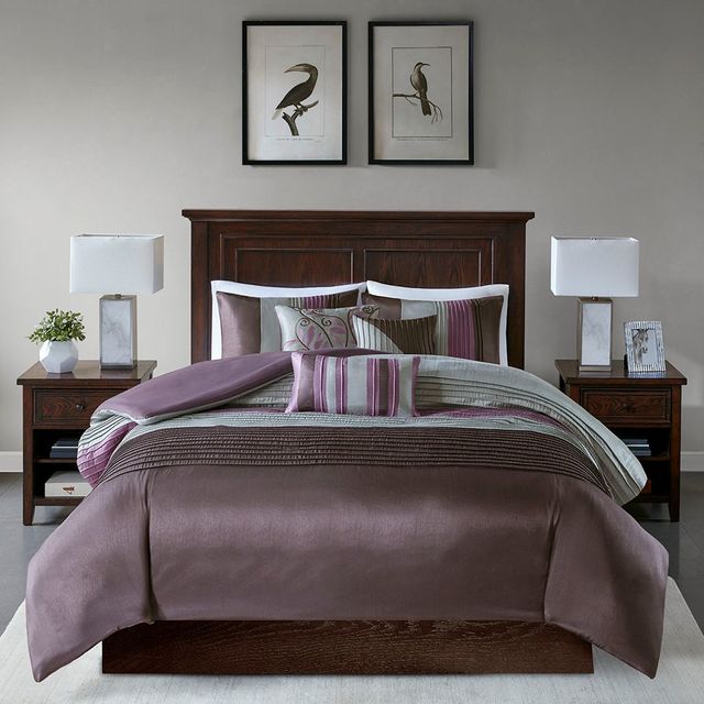 Olliix by Madison Park 6 Piece Purple King/California King Amherst Duvet Cover Set-1