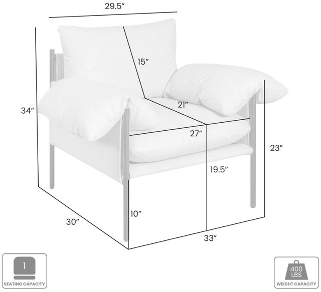 Armen Living Bloom Black/Soft Oat Chair-2