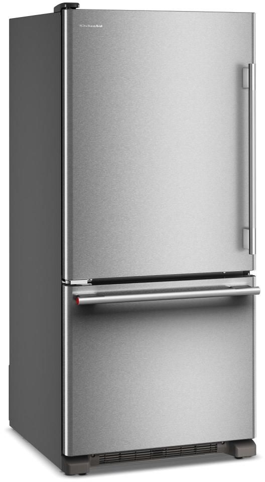 KitchenAid® 30" 19 Cu. Ft PrintShield® Stainless Steel Bottom Freezer Refrigerator with Left Door Swing-2