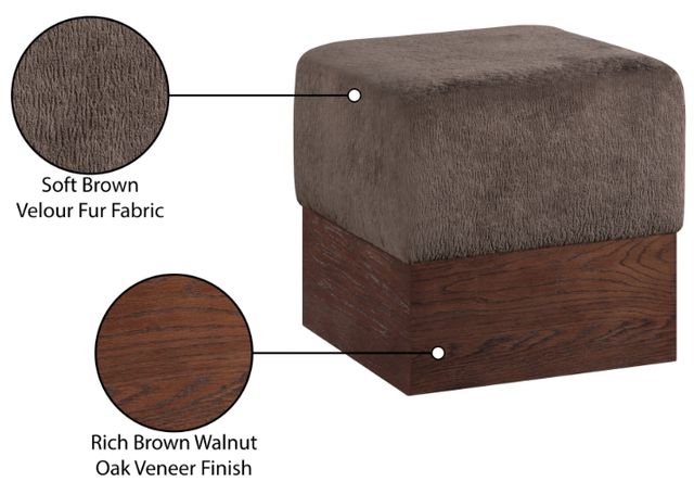 Meridian Furniture Havre Brown/Brown Walnut Upholstered Ottoman-4