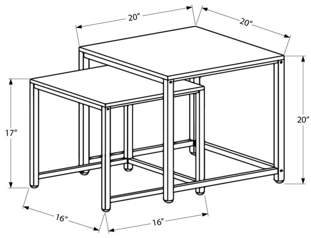 Monarch Specialties Inc. 2-Piece Terracotta Brown Nesting Table Set-2