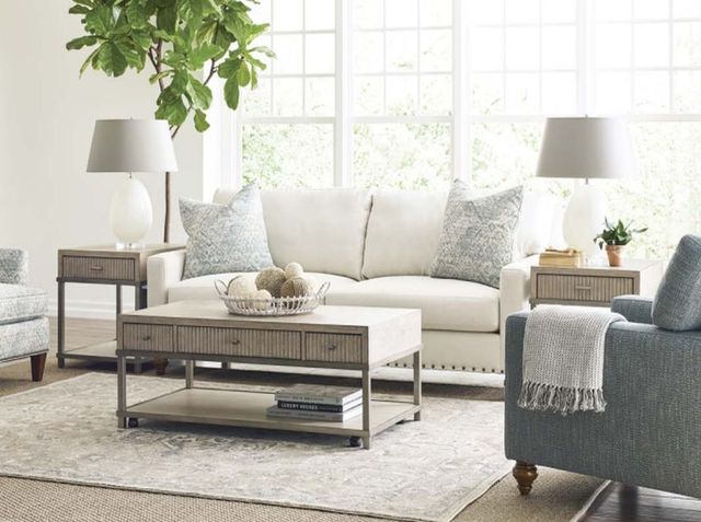 Hammary® West Fork Bailey Aged Taupe End Table with Nickel Base-2