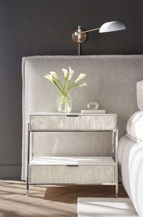 Universal Explore Home™ New Modern Ingrid Polished Nickel Nightstand-1