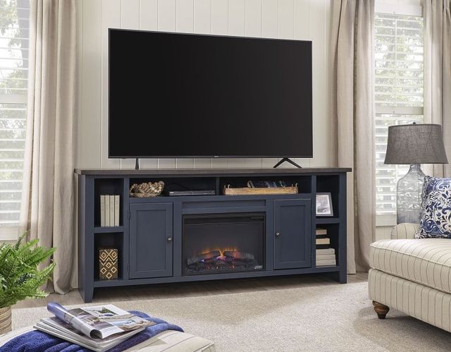 aspenhome® Eastport Malta Blue 84" Fireplace Console-1