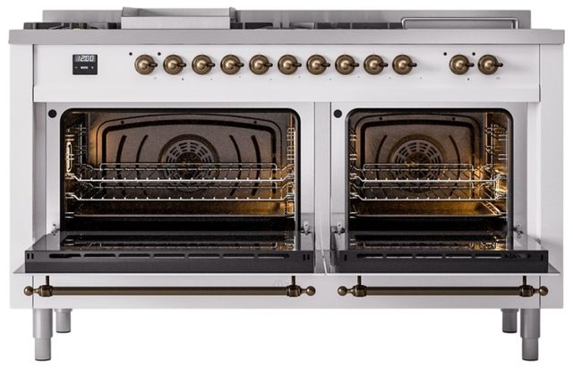 Ilve® Nostalgie II Series 60" White Pro Style Dual Fuel Range-2